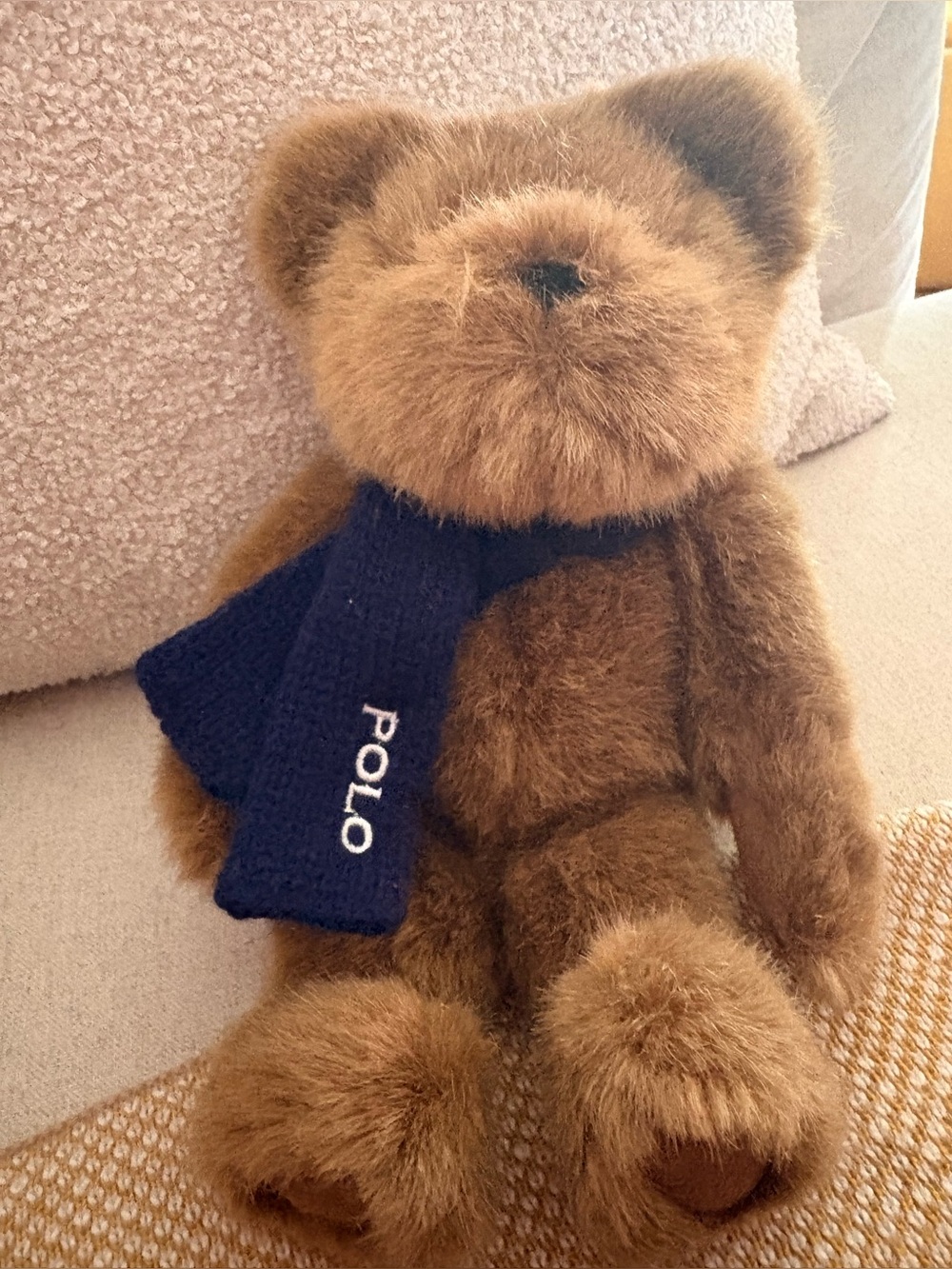 Polo by Ralph Lauren Brown Teddy Bear with Navy Scarf Plush 2001